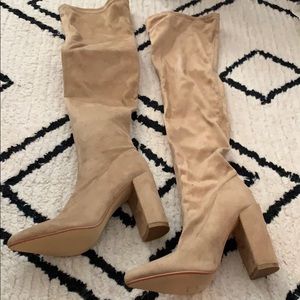 Thigh high tan boots